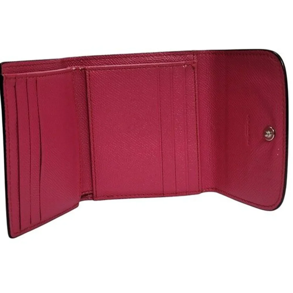 Coach Crossgrain Leather Small Wallet Pink